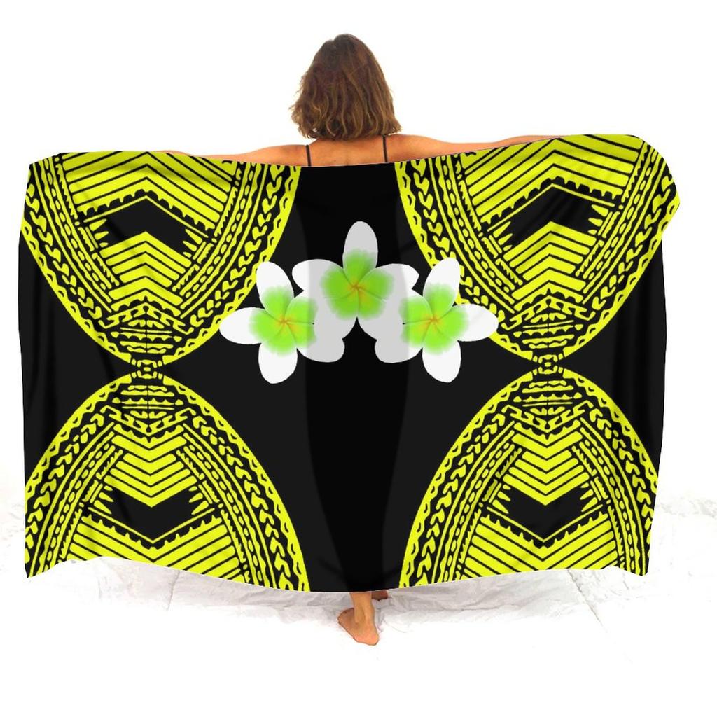 Bikini Coat Anti-Slip Sarong Hawaiian Vintage Pattern Custom Floral Print Polynesian Sarong Summer Beach Soft Shawl