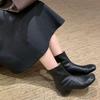 Version Martin Boots Split-toed Short Boots Women's One Pedal Heel Medium Heel Vintage Chelsea Boots Children