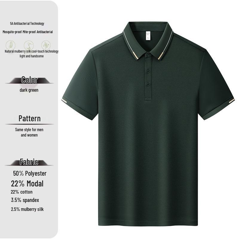 Unisex Summer Breathable Short Sleeve Polo Shirt with Turn-Down Collar for Corporate Group Customization