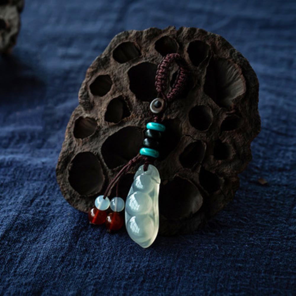 Bag Hanging Lucky Stone Pendant Beads Car Keyring Creative Phone Chain Lanyard  Key Decoration
