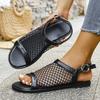 Large size flat bottom back strap sandals women's summer 2025 new breathable fish mouth mesh sandals women