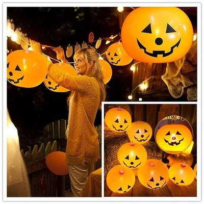 5Pcs Led Light Up Balloon Latex Pumpkin Balloons Halloween Party Decorations for Home Halloween Pumpkin Decor Outdoor Indoor