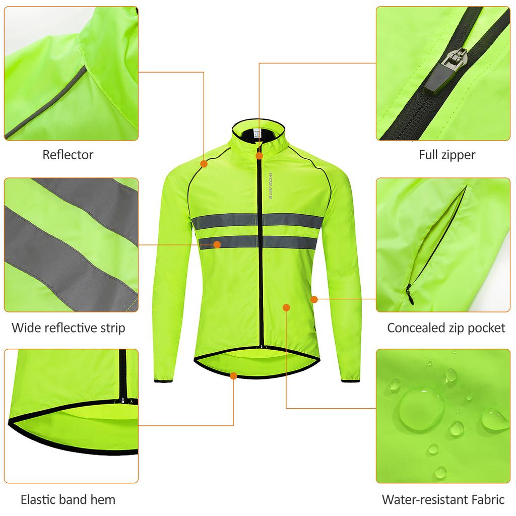 Reflektierende Langarm Fahrrad Jersey Wind Mantel Jacke Wasser-beständig Winddicht Outdoor Sport