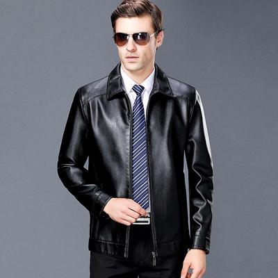 Leather Jacket Men's Genuine Leather Lapel Plus Velvet Middle-aged Leather Jacket Casual Jacket Jacket Dad Wear