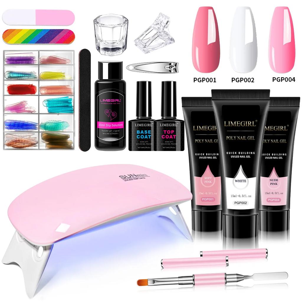 limegirl Extension Nail Gel Polish Set Crystal Building For Nails Poly Acrylic Gel Polish Kit UV Varnish Nail Art Manicure Set