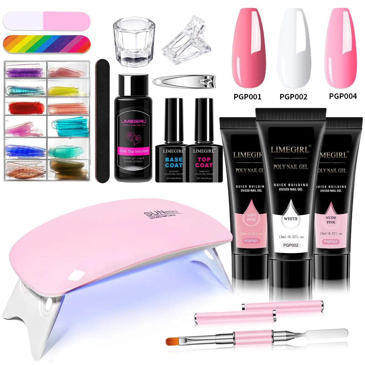 

LIMEGIRL Extension Nail Gel Polish Set Crystal Building For Nails Poly Acrylic Gel Polish Kit UV Varnish Nail Art Manicure Set жёлто-персиковый