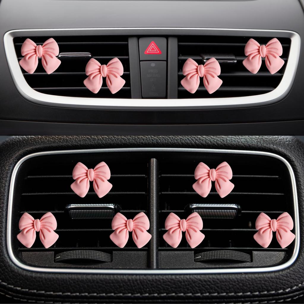 CasaPopz Pink Bow Car Coquette Cute Girly Car Decor Accessories Interior Aesthetic Car Decoration 6 Staff Women Girls