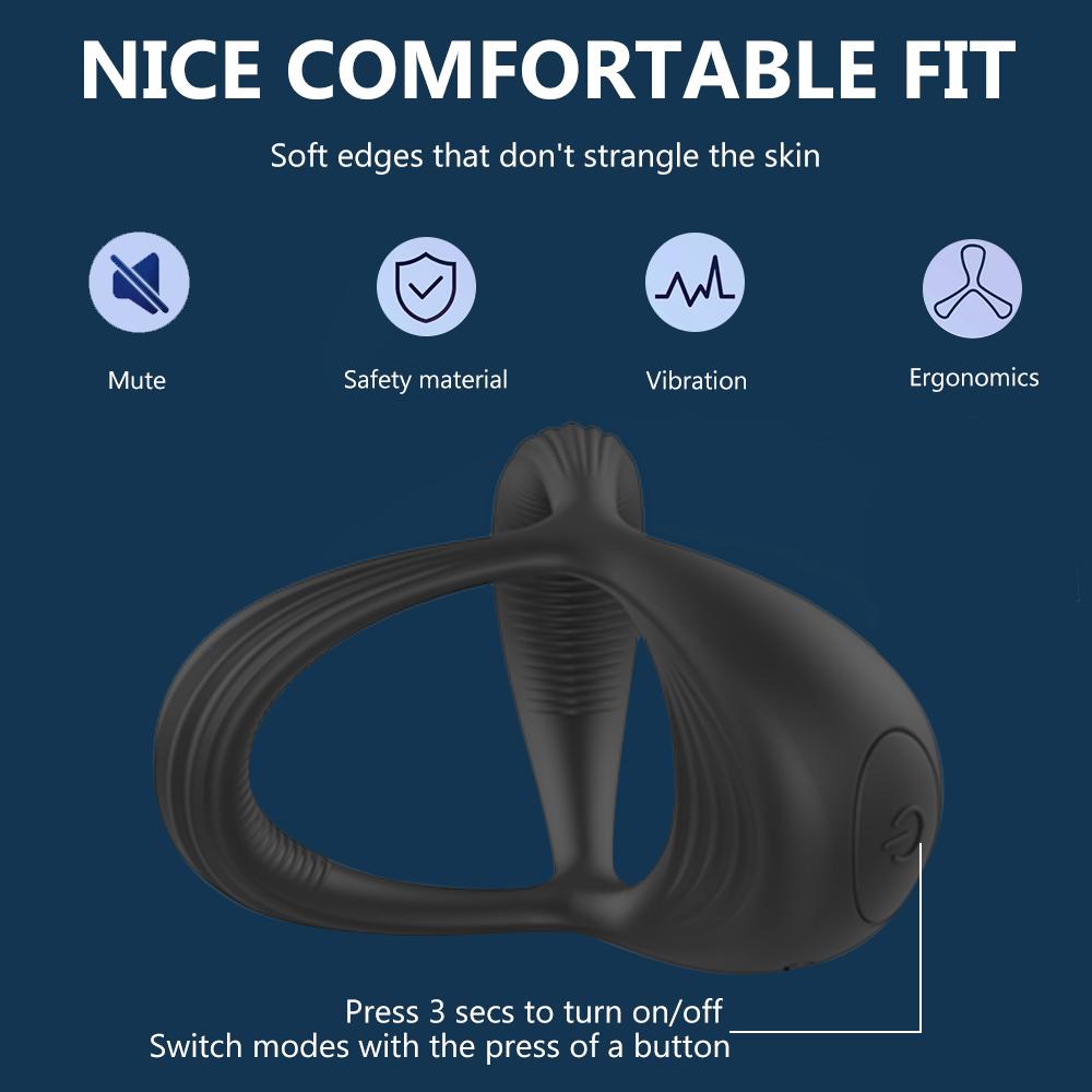 Vibrating Cock Ring Male Vibrator Penis Ring Delay Ejaculation Cockring Perineum Stimulator Sex Toys for Men Adult Goods 18+