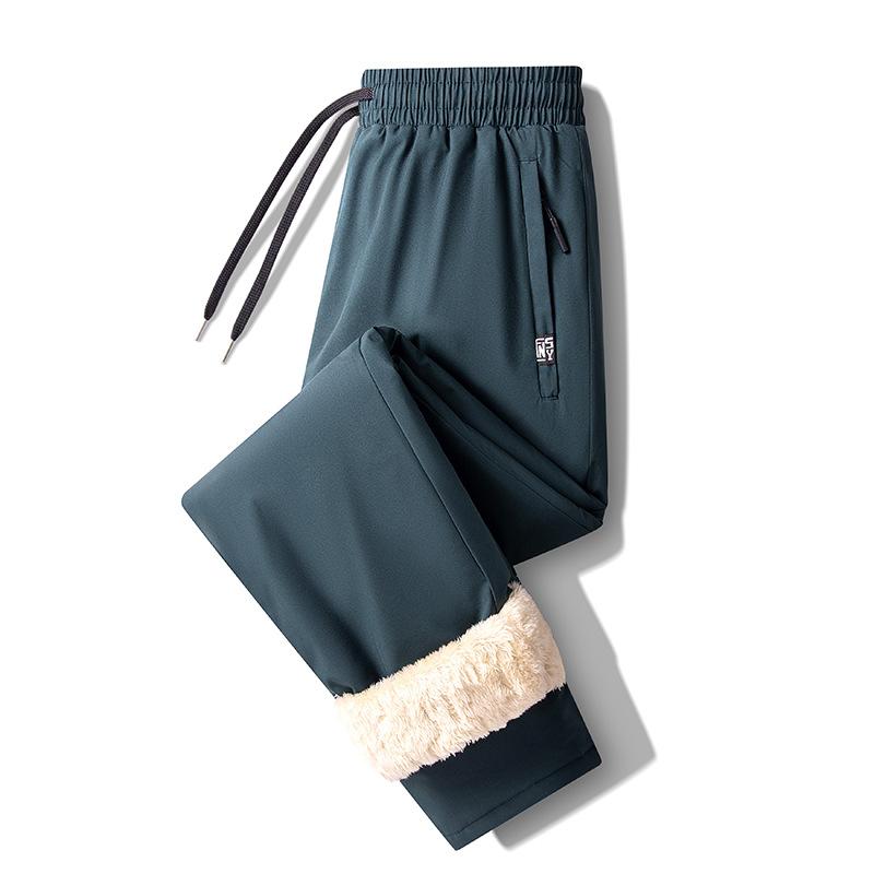 Outerwear Winter Windproof Waterproof Fleece-Lined Ski Trousers with Thickened Fleece Lining for Men's Casual Sportswear