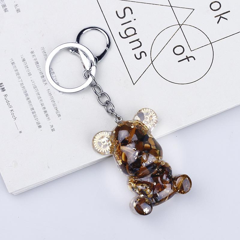 Crystal Resin Bear Keychain - Creative Hugging Bear Design for Car Keys