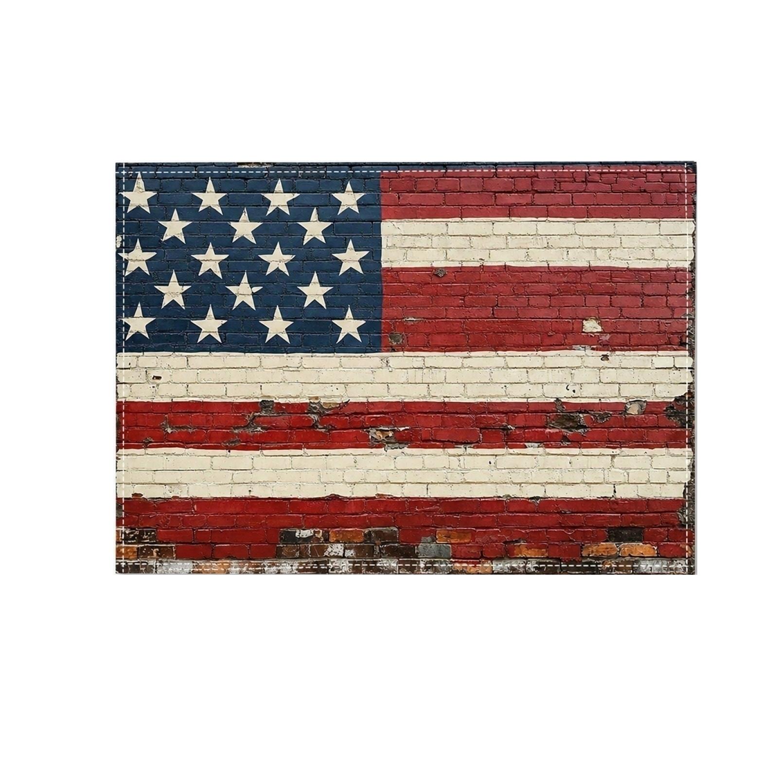 

Brick Pattern Independence Day Placemats Set of 4 Durable Table Mats for Family Party Decoration Reusable and Easy to Clean One Size