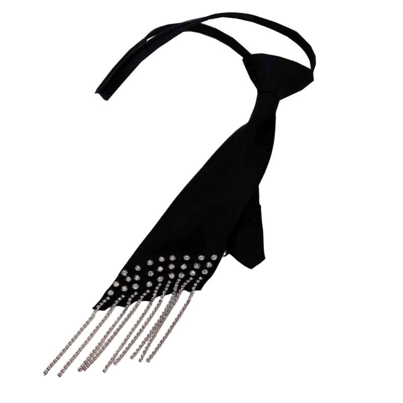 

Панк JK Галстук Регулируемый Галстук для Подростков Девочек Крутой Галстук с Бахромой из Страз Галстук для Школьной Формы Модный Костюмный Галстук