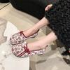 New Women's Ballet Flat Shoes Retro Chinese Women's Comfortable Soft Shoes Cotton Button Print