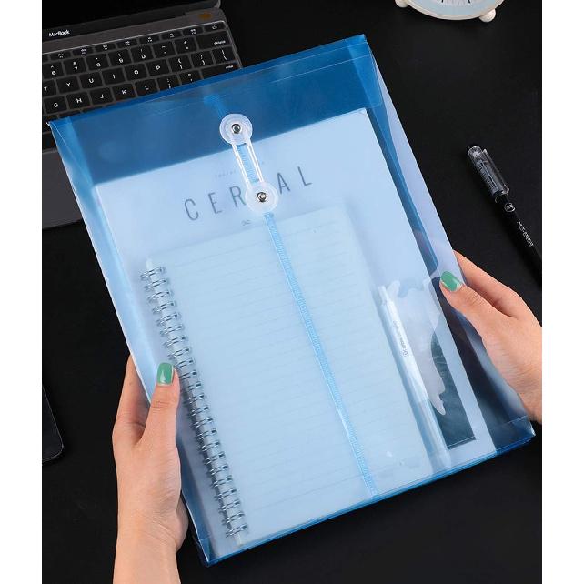 LaOficina Poly Clear Envelopes with Button String Snap Closure 1 Inch Gusset Top Opening Letter Size 5 Per Pack Assorted Color