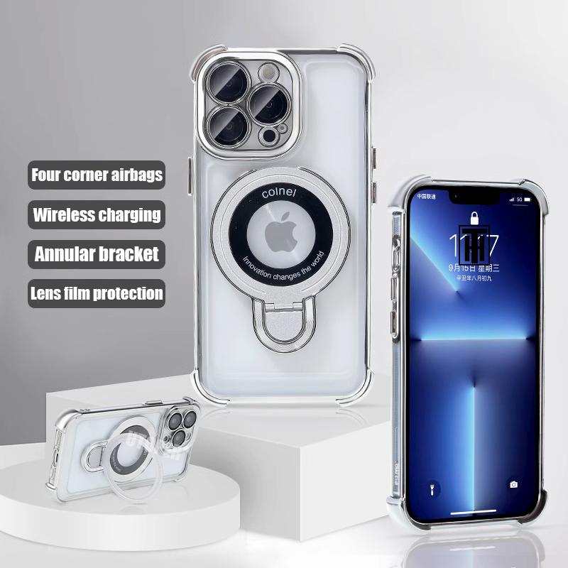 

Новый прочный магнитный держатель-кольцо Magsafe для iPhone 16 15 14 13 11 12 Pro Max Plus, противоударный, тонкий, с гальваническим покрытием, прозрачный чехол For iPhone 16