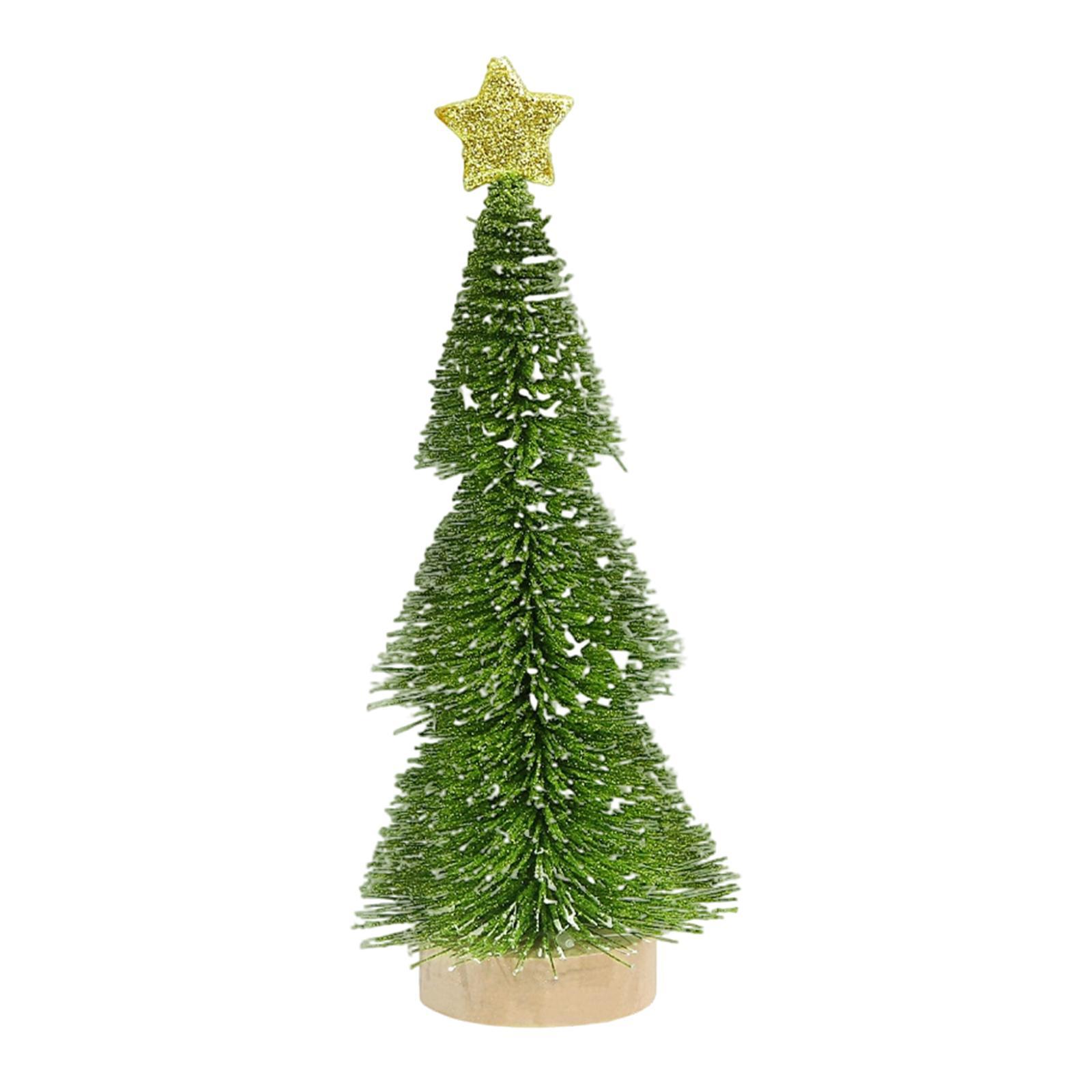 

Artificial Mini Christmas Tree Christmas Decoration .84inch Sturdy with Wood Base with Snow for Party Xmas Crafting зелений