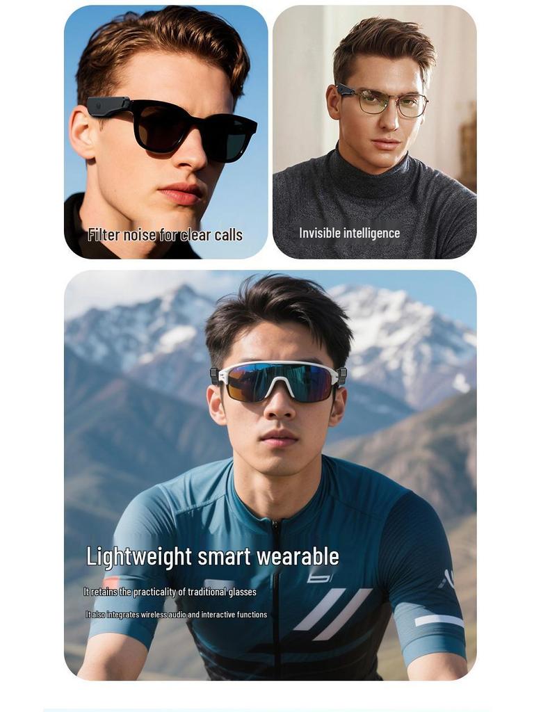 Clip-On Bluetooth Glasses Headset: Long Battery Life, Touch Controls, Flexible Fit