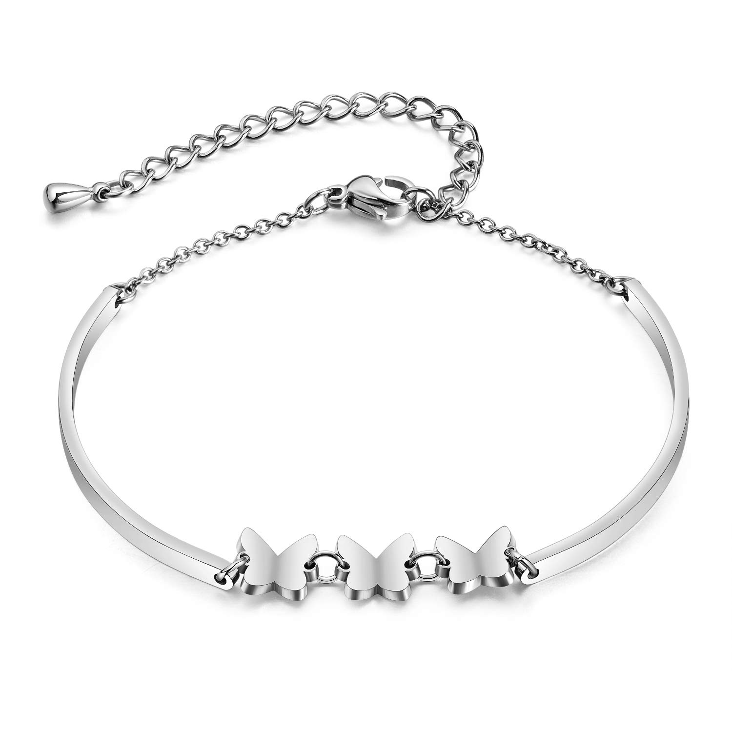 

Popular Brand Women s Silver Stainless Steel Butterfly Bracelet, Cute Insect Design, Luxurious, Wedding Gift (Silver)