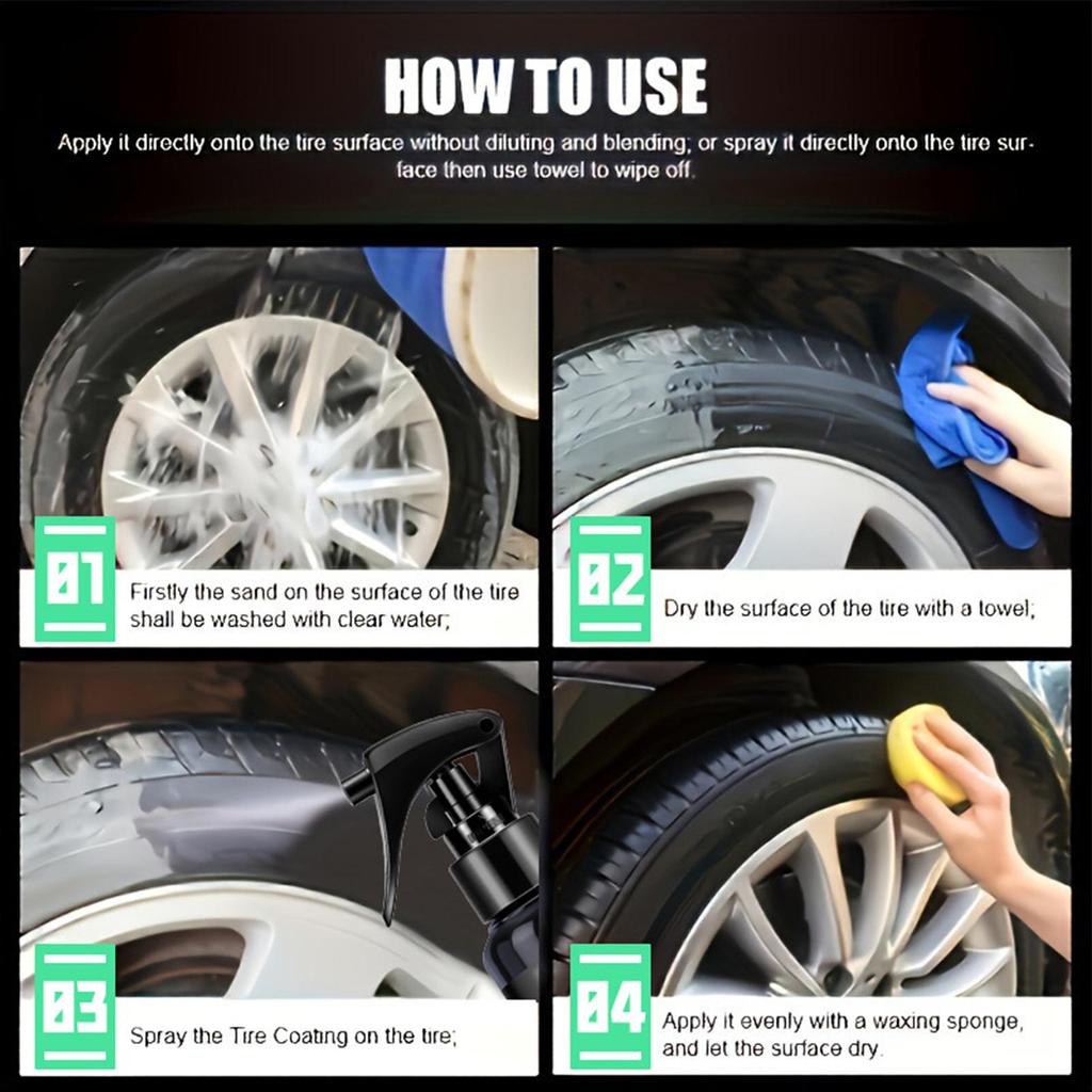 Tire Coating Spray Tire Rim Cleaner Cleaning Spray Hydrophobic Automotive Polish Cleaning Tools For Rubber Maintenance Washing