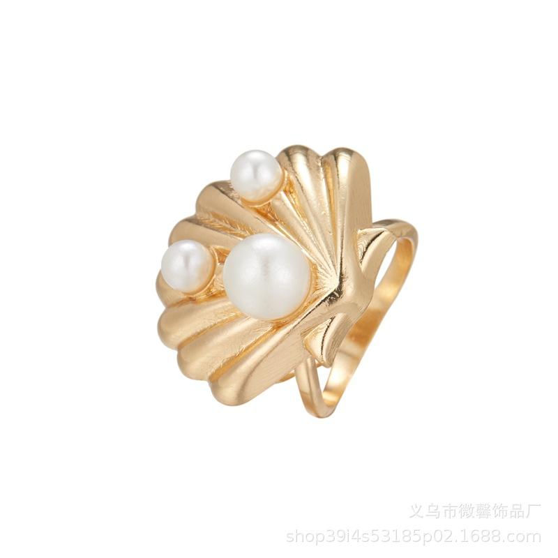 Niche scallop series creative style pearl embellished silk scarf buckle factory direct sales ring light luxury style