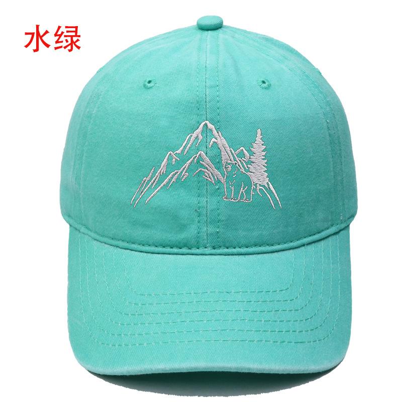 Berg Gipfel Bär Stickerei Gewaschen Retro Weiches Oberteil Baseballkappe Herren und Damen Lässig Outdoor Abenteuer Sonnenschutz Kappe