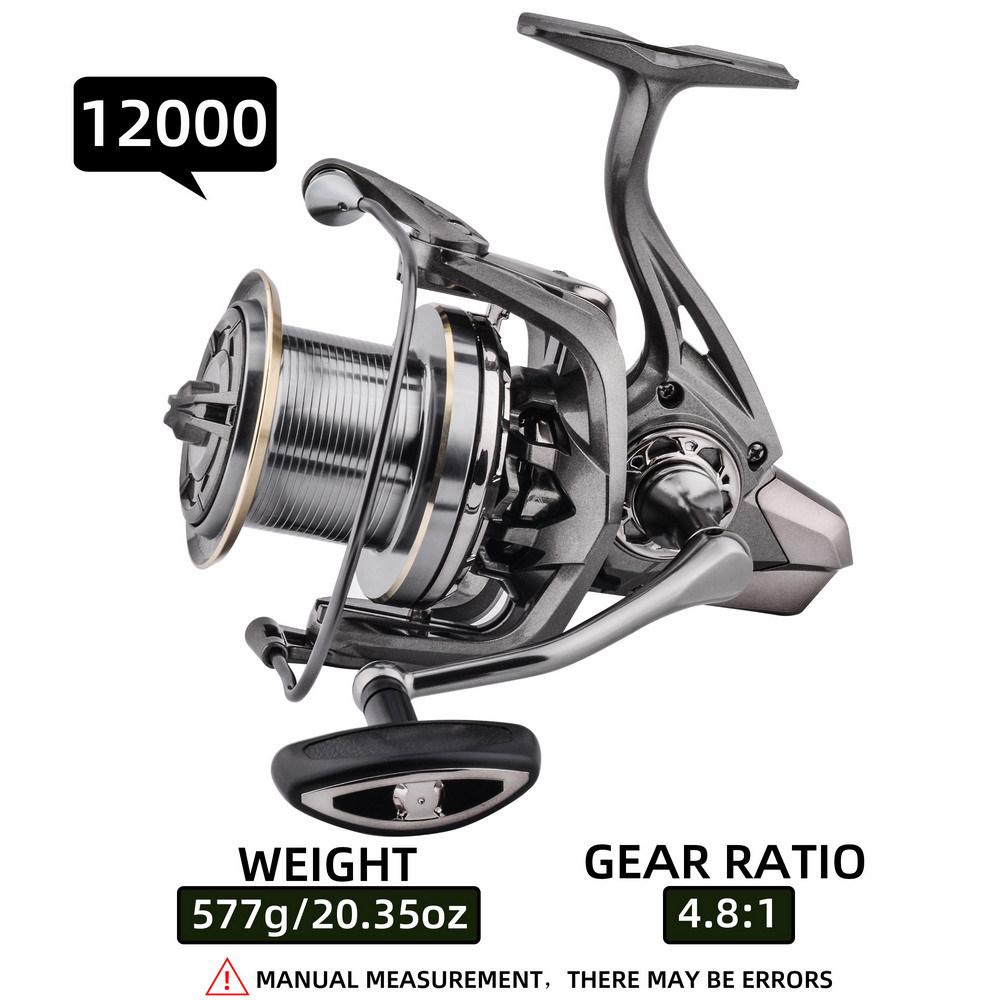 All-Metal Gapless Long-Casting Spinning Reel with Oblique Mouth for Sea Fishing, Model 14000.