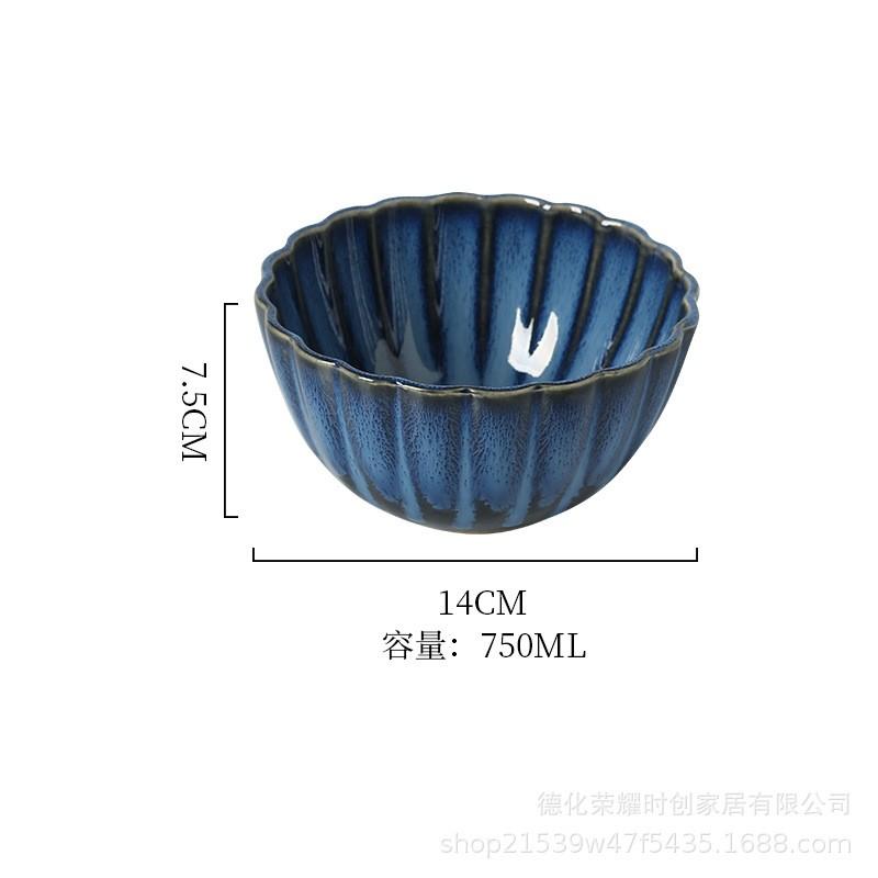 Japanese Retro Ceramic Dinnerware Set Handmade Glazed Stoneware Bowls Plates Home Dining Tableware