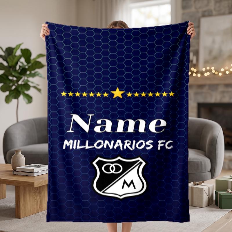 Millonarios FC Custom Flannel Blankets Soft Warm Cozy Throws for Home Decor Holiday Gifts