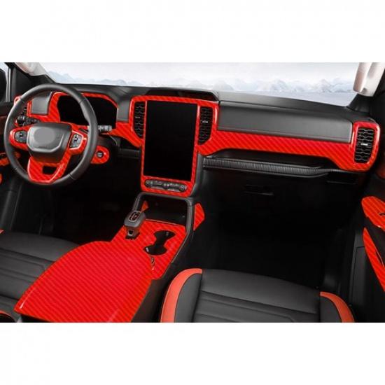 Front Reading Light Switch Cover Trim For Ford Ranger -2024 Red Carbon Fiber