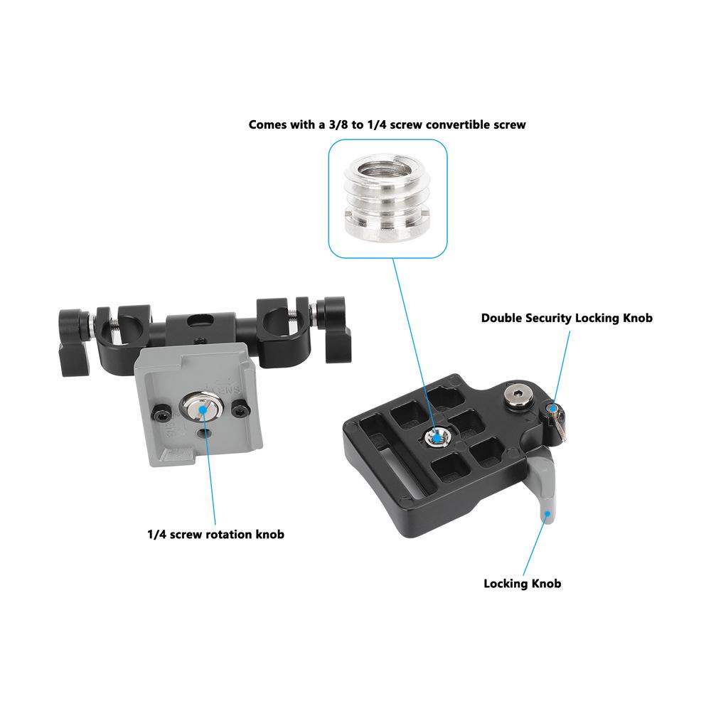 CAMVATE 200PL-14 RC2 Quick Release Tripod Plate with 15mm Dual Hole Rod Clamp.