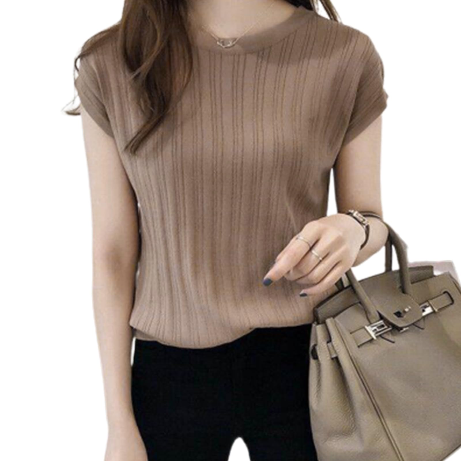 

Мем Экстра Блузка для Короткий Короткий Рукав Лето Свободный Круглый Большой Свободный Боди Свободный Размер [MEME XTRA] Женщины, Рукав, Лето, Футболка, Вязаный, Однотонный, Милый, кофейный