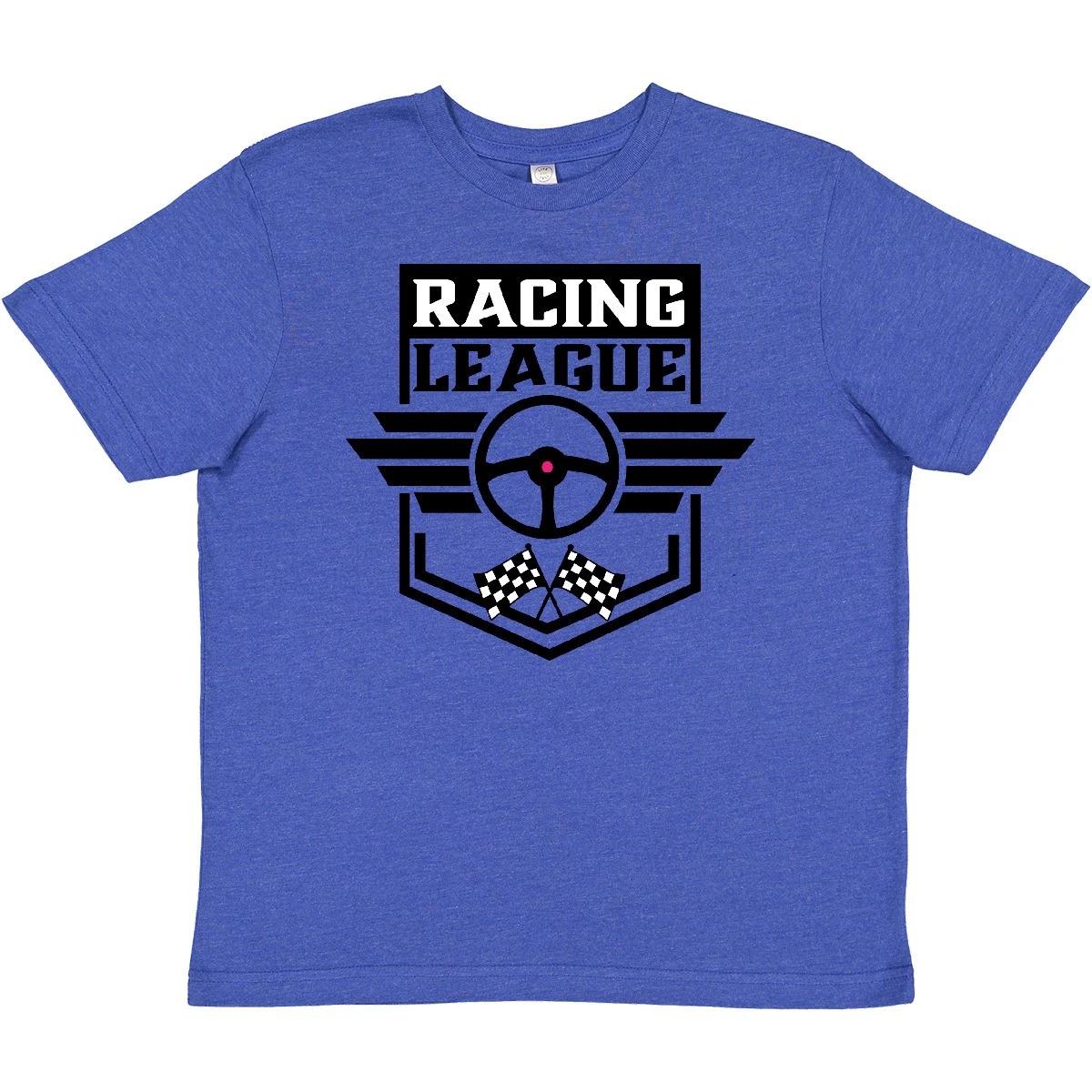 Inktastic Racing League With Race Car Wheel And Wings Youth T-Shirt I Love Drag 100