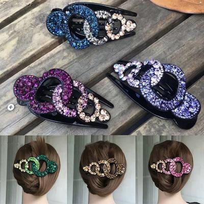 Fashion Extra Large Rhinestone Duckbill Clip Mother Hairpin Updo Horizontal Clip