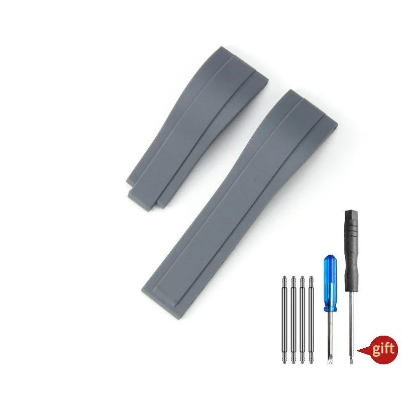 Nature Soft Silicone Rubber Men 20mm Watchband For Rolex Watch Strap Daytona Submariner GMT OYSTERFLEX Bracelet Folding Buckle