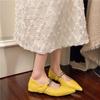 Design sense niche Mary Jane 2025 French gentle fairy wind metal buckle pointed head shallow mouth soft leather commuter shoes