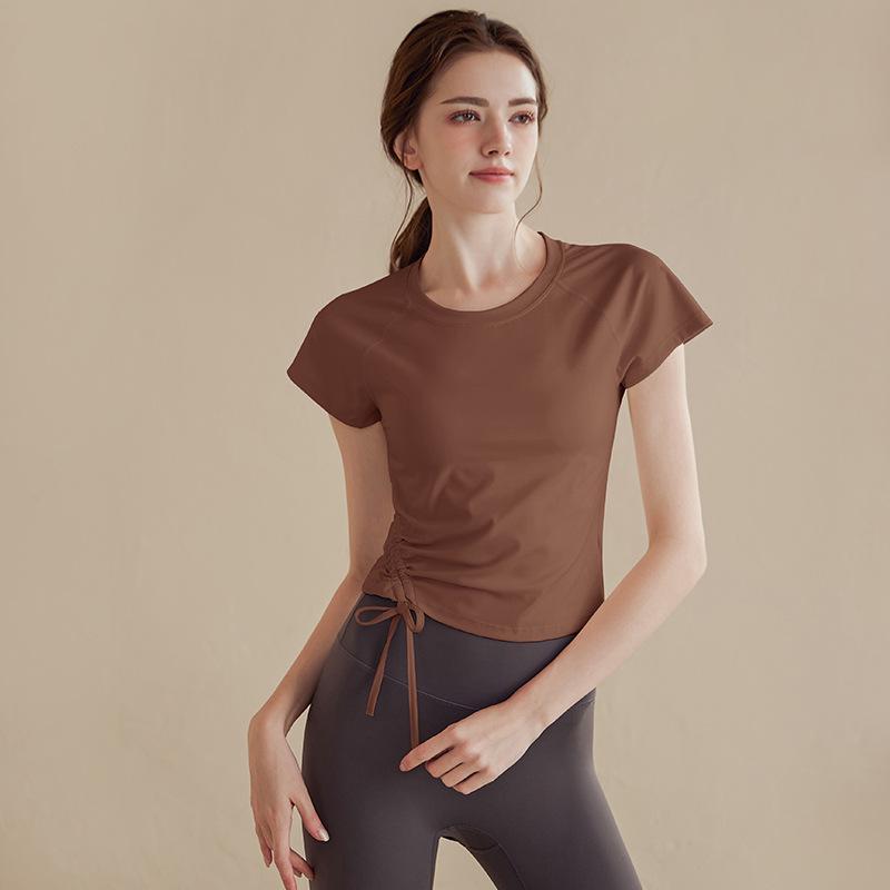 Women's High-End Short-Sleeved Tight-Fitting Yoga Tops for Running, Pilates, & Summer Fitness
