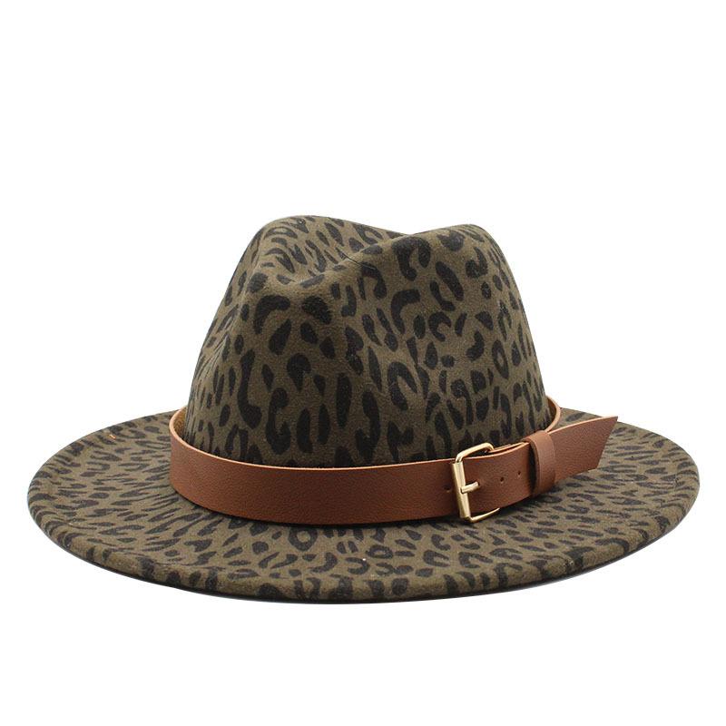 Leopard Print Western Cowboy Top Hat Men And Women Woolen Felt Hat Jazz Hat Belt Top Hat