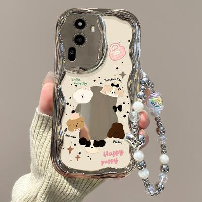 Anwendbar auf Opporeno11/10pro Handyhülle Findx7/6 Cartoon Tintenklecks Welpe Kette A97 Versilbert