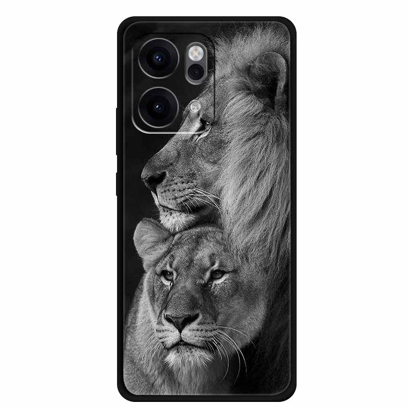 For Oppo Reno14 Pro 5G Case Animals Soft Silicone TPU Phone Cases Back Cover for Oppo Reno 14 Lion Shockproof Cool Wolf Capa