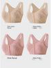 Zhangyan Pastoral Style Pure Cotton Bra: Large Cup, Front Buckle, Wide Back, Comfortable & Breathable for Middle-Aged and Elderly.
