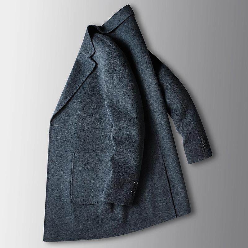 Autumn and Winter Handmade Double-sided Trench Coat Middle-aged and Young Business Leisure Warm Wool Nizi Jacket