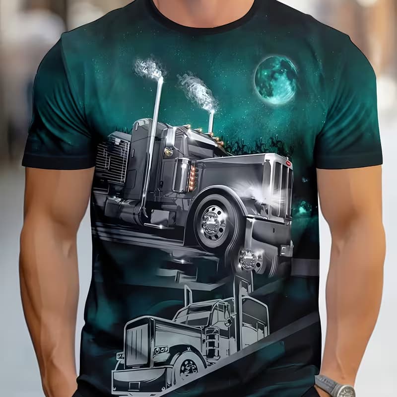 

Men s fashion 3D printed men s T-shirt round neck short sleeve, trendy street wear XL