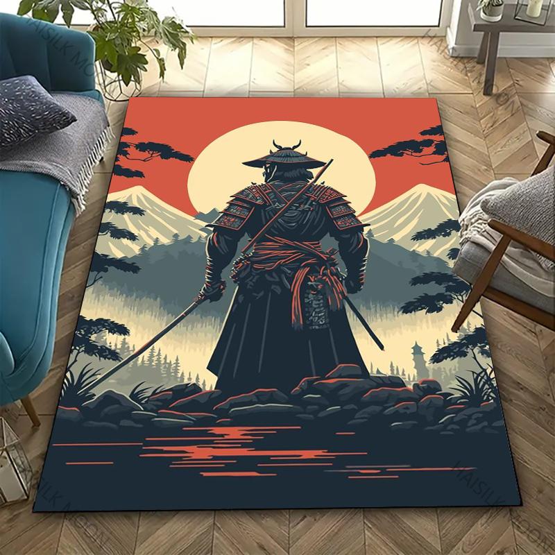 Bushido Spirit Slavnostní Samurajské Vzory Koberec Ložnice Obývací Pokoj Kancelář Velká Protiskluzová Podložka Domácí Dekorace Koberec Pěkný Dárek pro Přátele