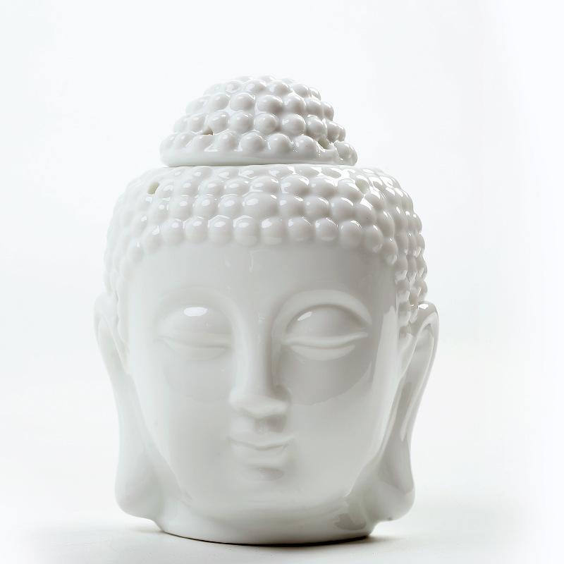 Buddha Head Ceramic Essential Oil Burner Incense Holder Buddhist Articles