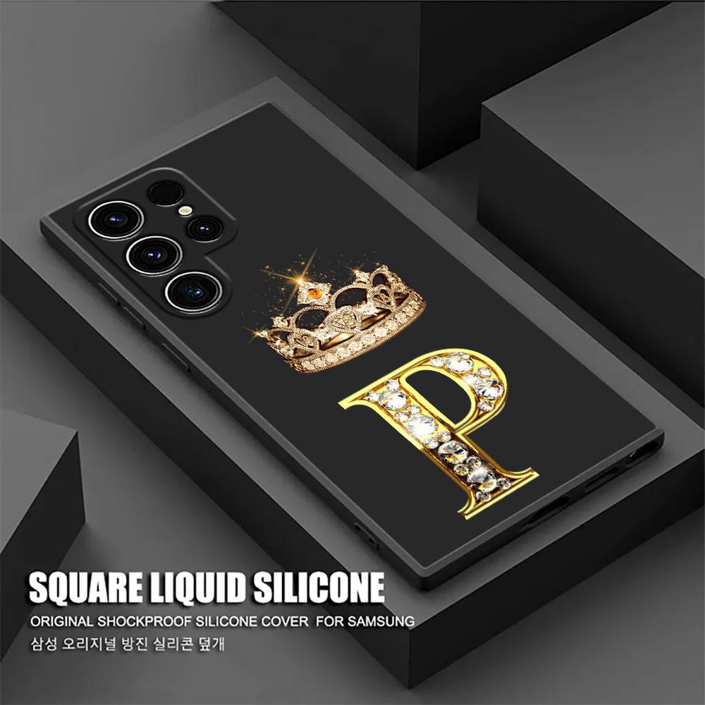 

Letter L Q I R S P Phone Case For Samsung Galaxy S26 Ultra Cases S25 FE S24 S23 S21 Ultra S20 S24 FE S22 S26 Plus 5G Black Cover Galaxy S20 5G