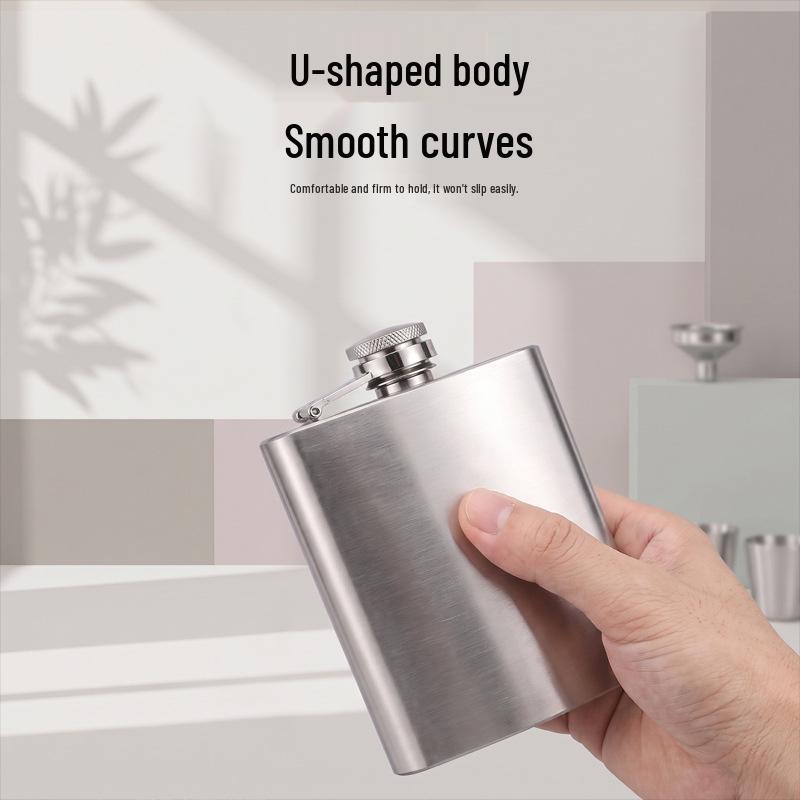Stainless Steel Portable Hip Flask (1-7oz) for Outdoor Use – Baijiu Bottle (8oz)