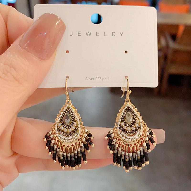 

Серьги ручной работы с кристаллами в стиле ретро-богем 2023 г.: Модные серьги-крючки в этническом стиле для женщин