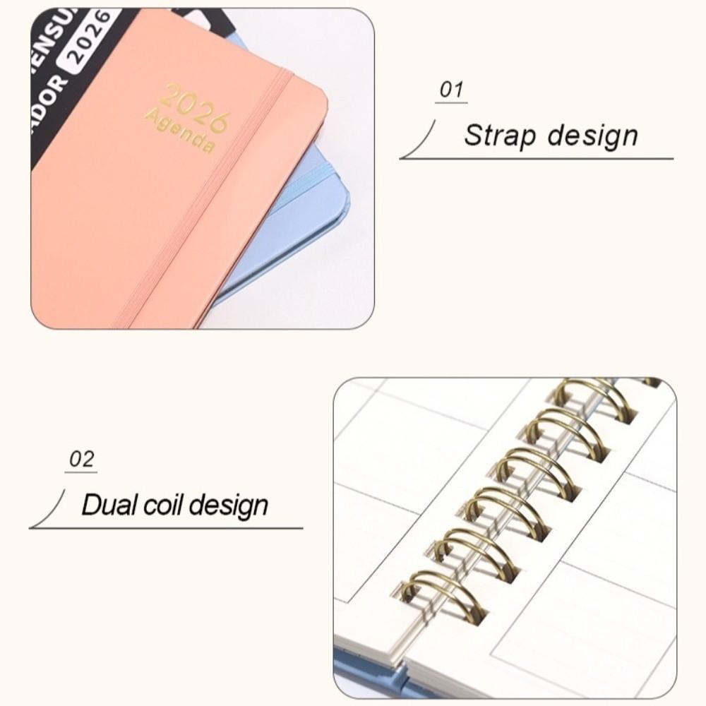 2026 Spanish Planner a5 Notebook Coil Calendar Essential Self-Tracking Diary Book Daily Organizer Multi Functional