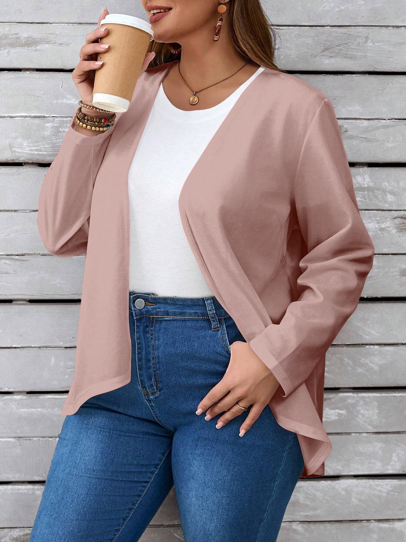 European Plus Size Solid Color Long Sleeve Suit Jacket - New Summer Women s Style 2XL