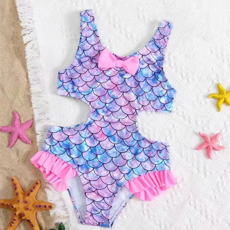 

2022 Gradient Bow One-Piece Mermaid Swimsuit for Kids Size 120
